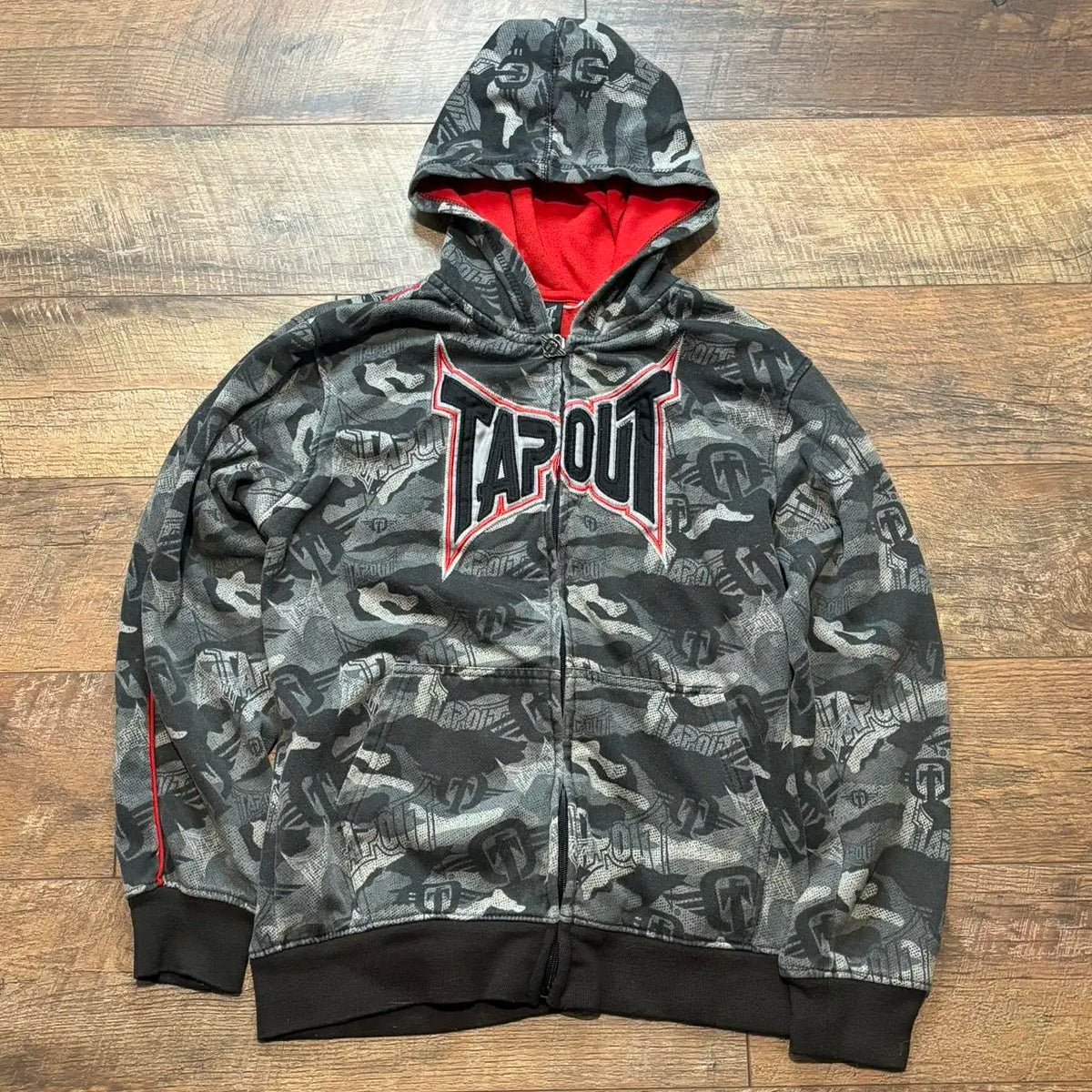 Gothic Tribal Wing Graphic Print Zip Front Hoodie 3