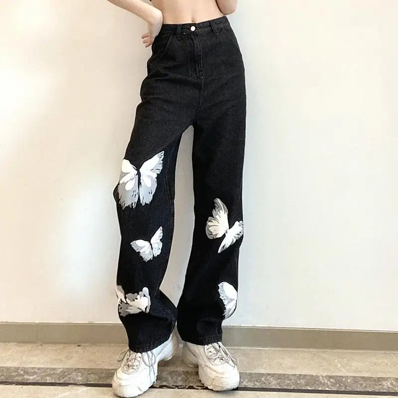Vintage Washed Wide-Leg Denim Jeans