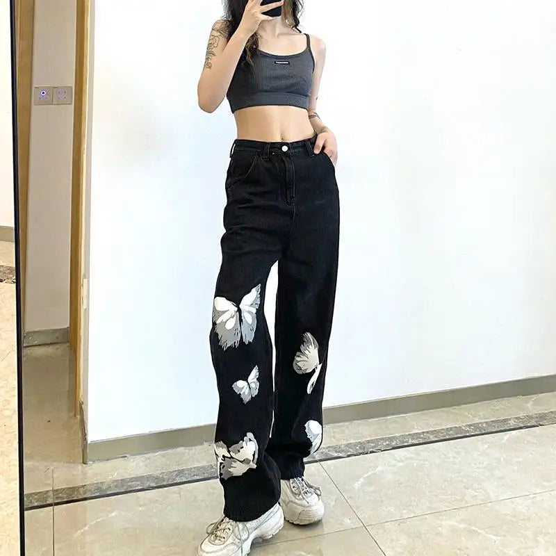 Vintage Washed Wide-Leg Denim Jeans