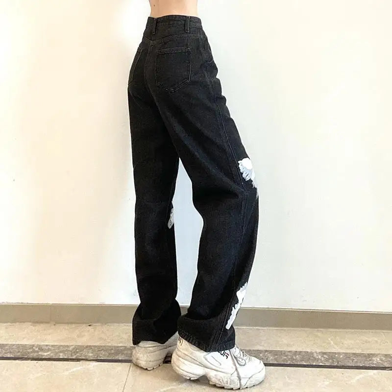 Vintage Washed Wide-Leg Denim Jeans