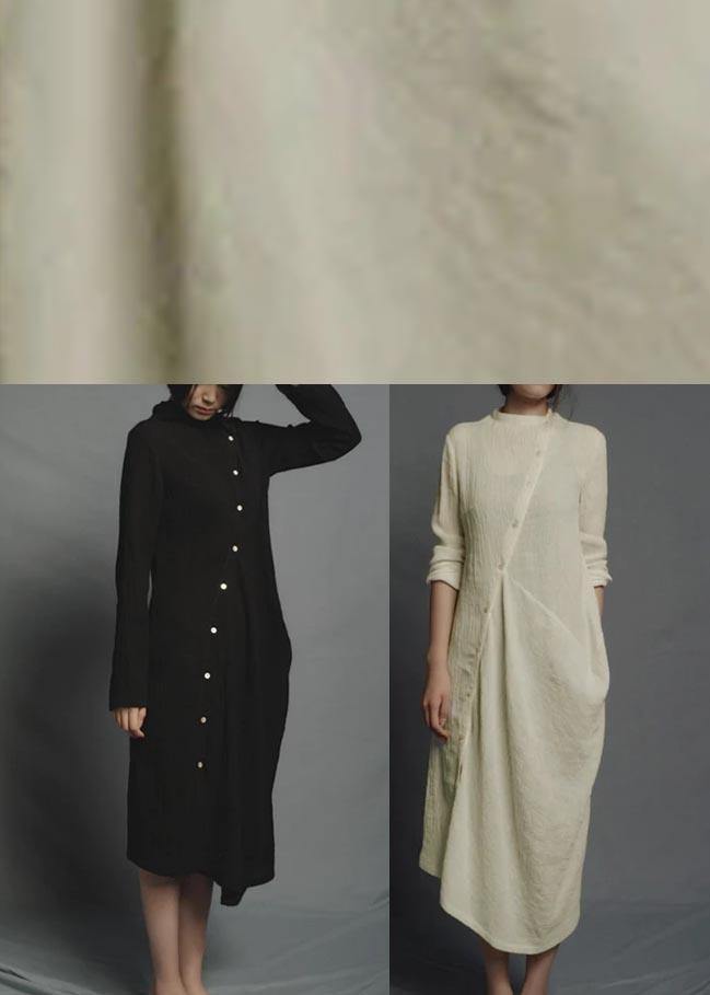 Style Quilting Dresses Surroundings Irregular Nude Linen Cotton Dress