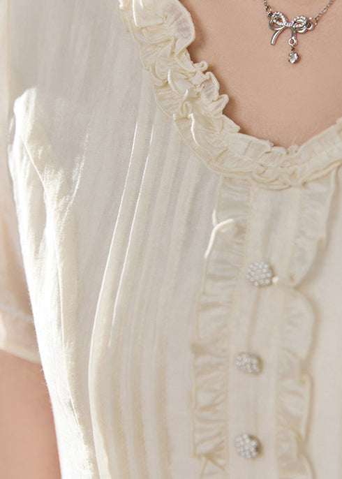 Style White Ruffled Tie Waist Silk Day Dress Summer