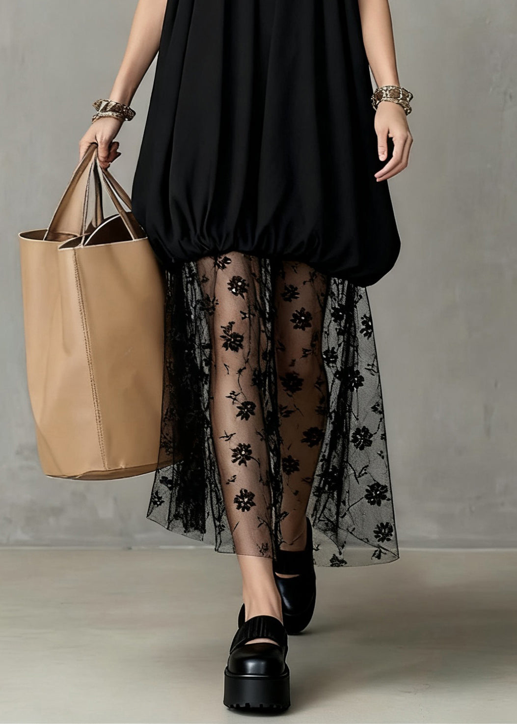 Halter Neck Bubble Bodice Floral Lace Mesh Overlay Maxi Dress