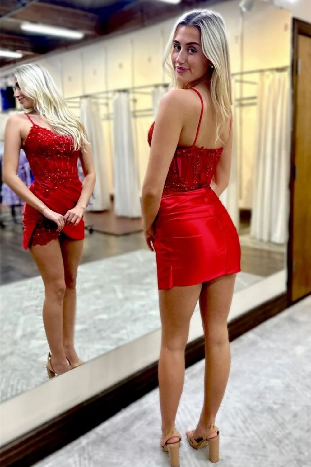 Stylish Royal Blue Spaghetti Straps Short Tight Glitter Homecoming Dress