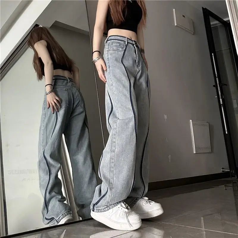 High-Waist Wide-Leg Denim Jeans