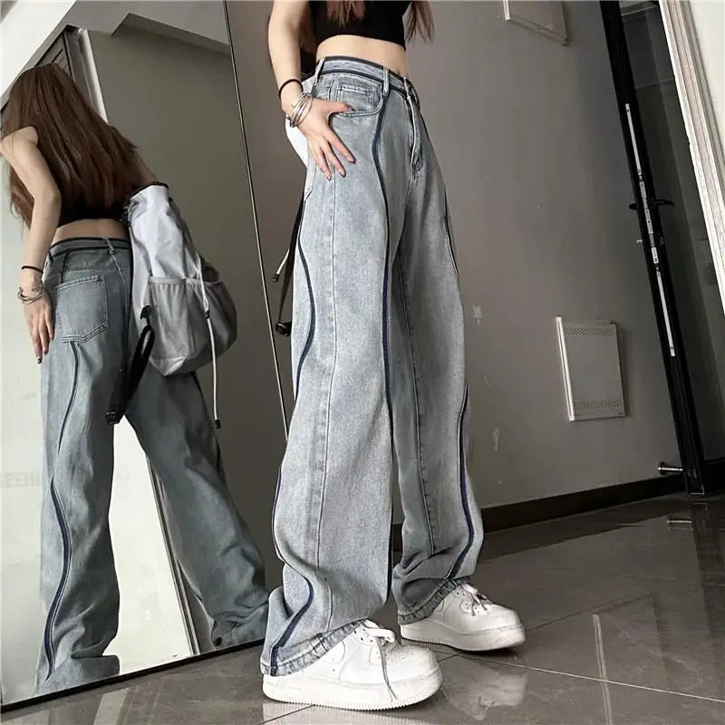 High-Waist Wide-Leg Denim Jeans