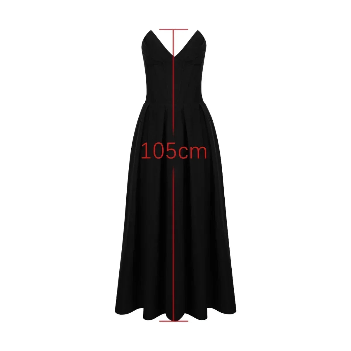Corset Deep V-Neck Strapless A-Line Midi Dress
