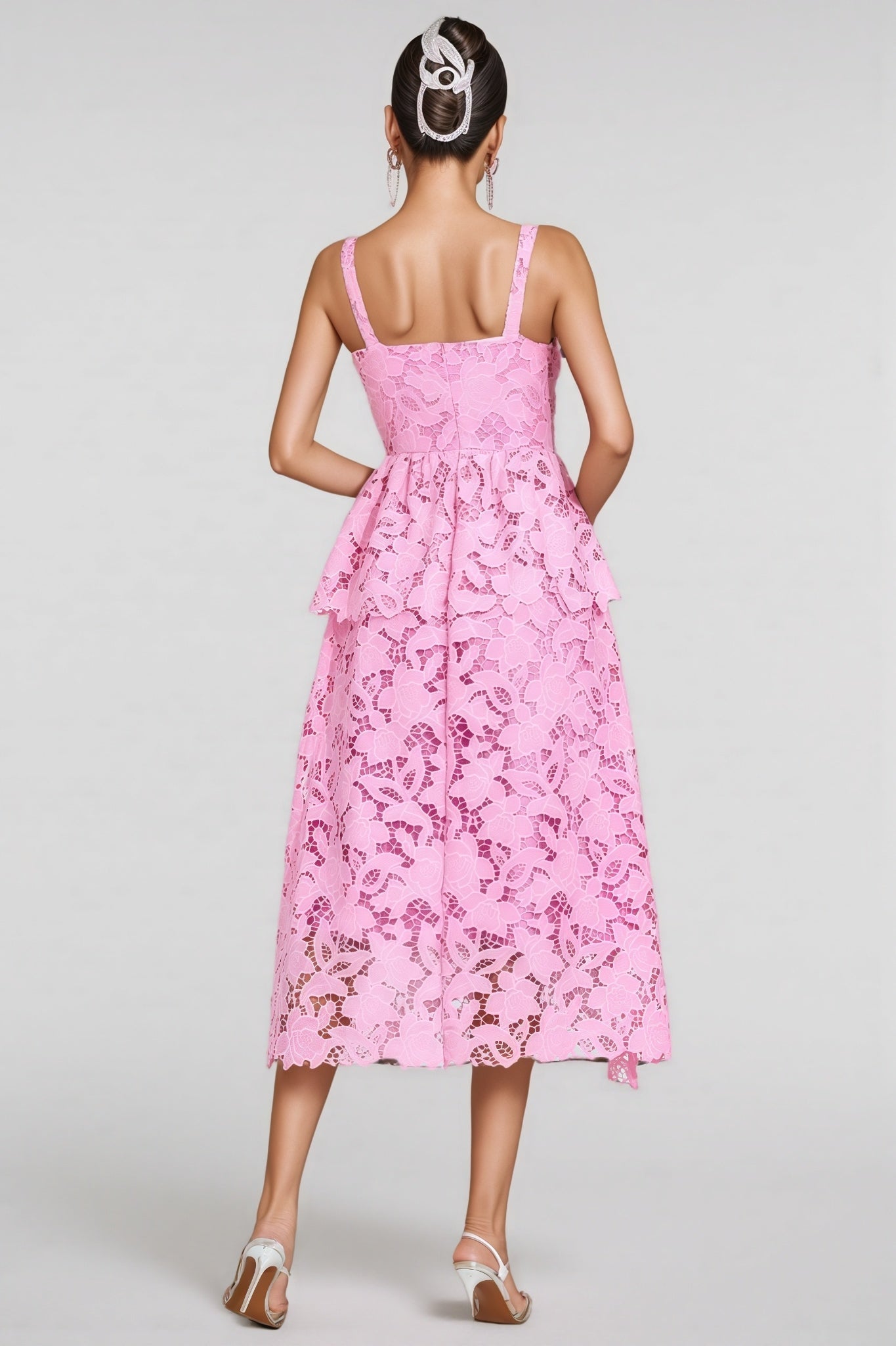 Waters Pink Lace Midi Dress - View 6