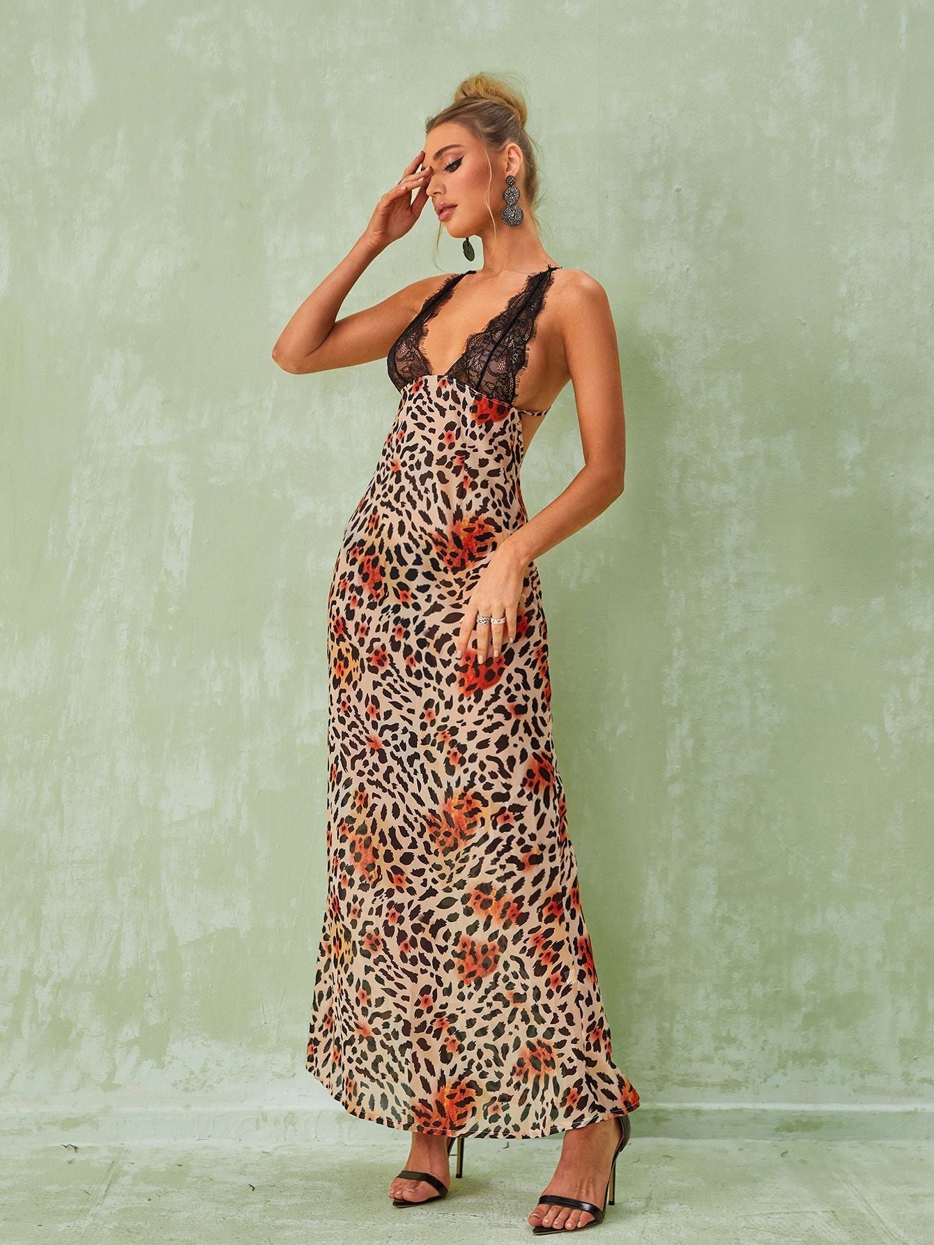 Svea Lace Leopard Printed Maxi Dress - View 3