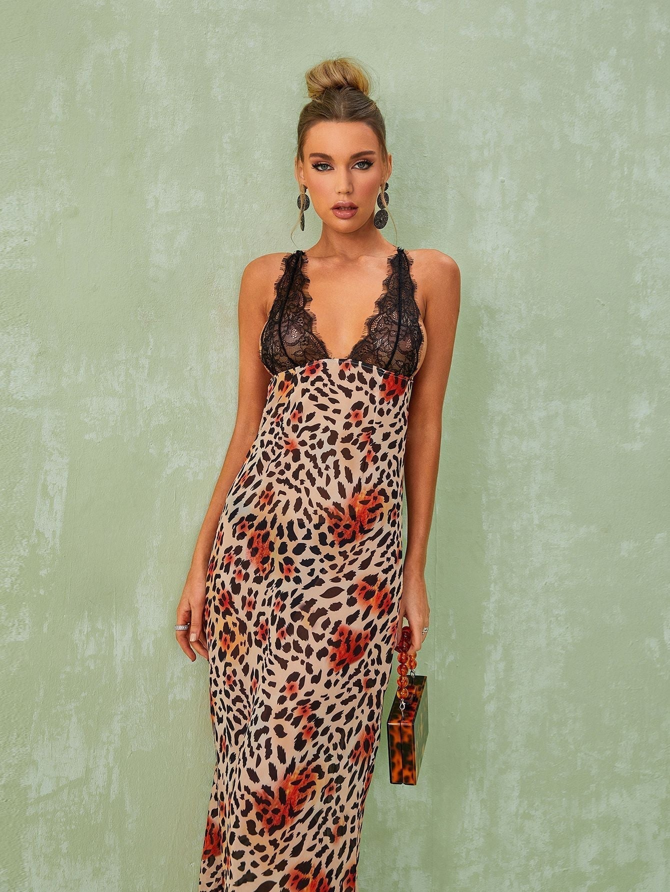 Svea Lace Leopard Printed Maxi Dress - View 4
