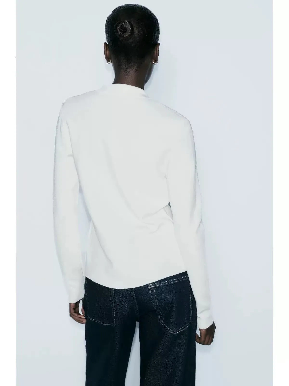Band Collar Long Sleeve Button Front Fitted Knit Cardigan 3