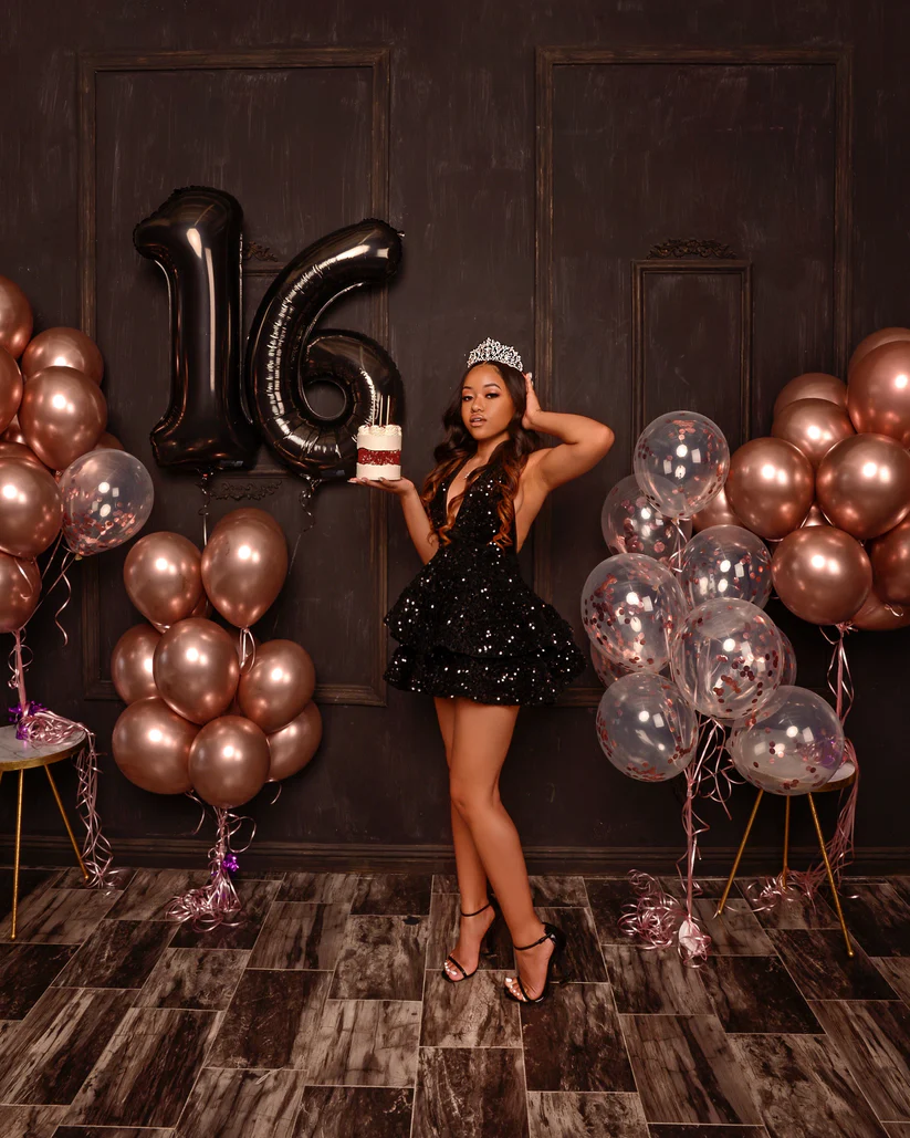 Black Sequins A-line Party Dress,Black Homecoming Dress cc1111