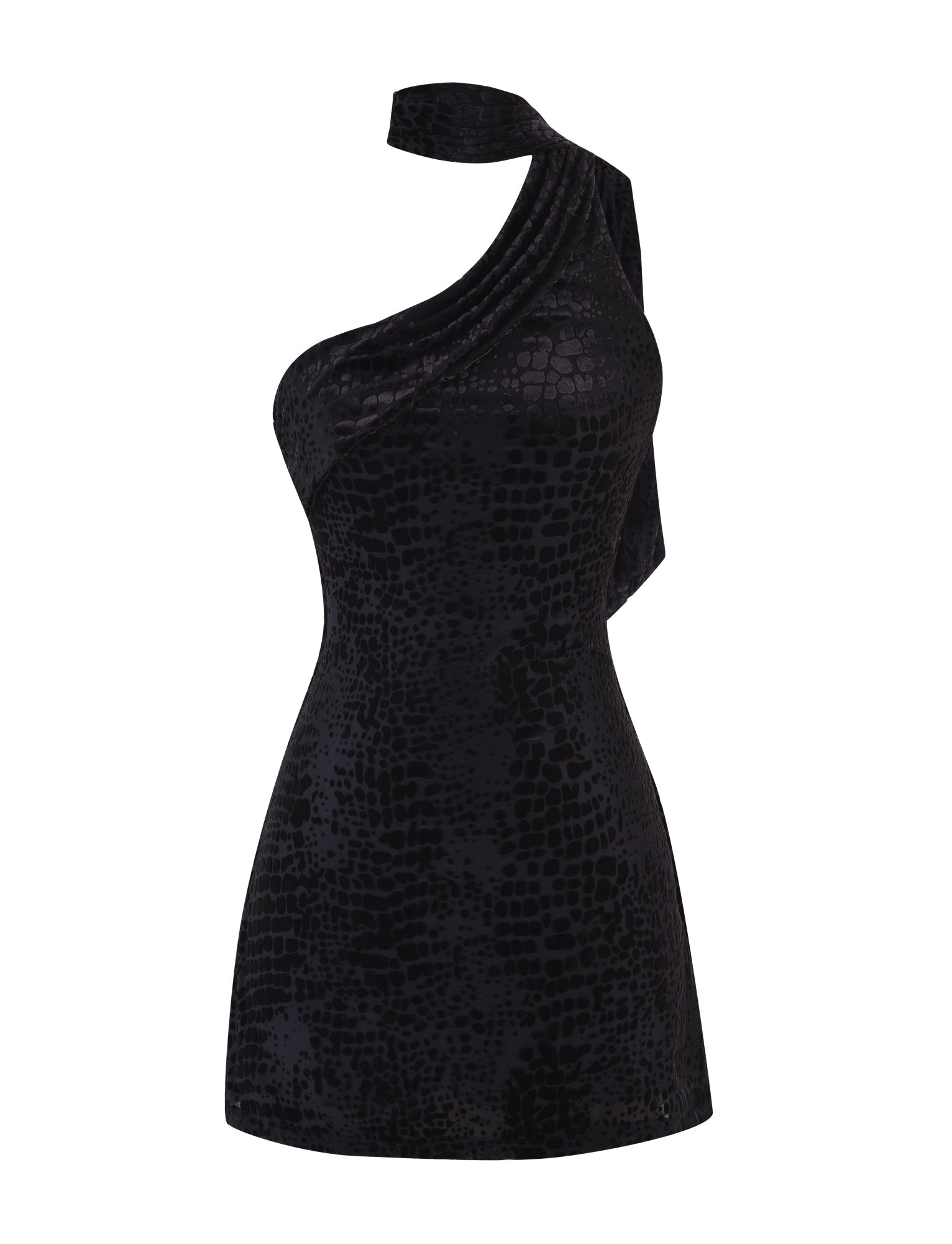 ALLIRA BURNOUT MINI DRESS 2.0 - BLACK : SNAKE