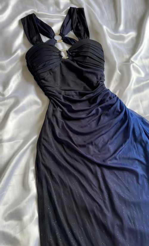 Sexy Ombre Navy Blue Long Prom Dress Party Evening Gown cc1390