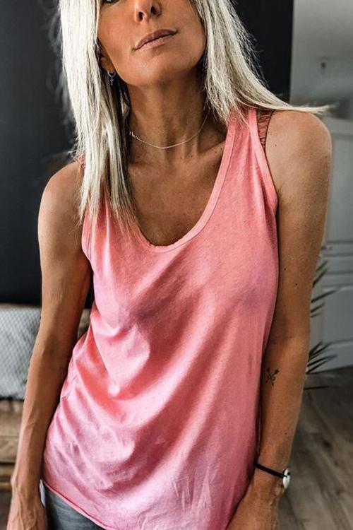 Solid U Neck Tank Top