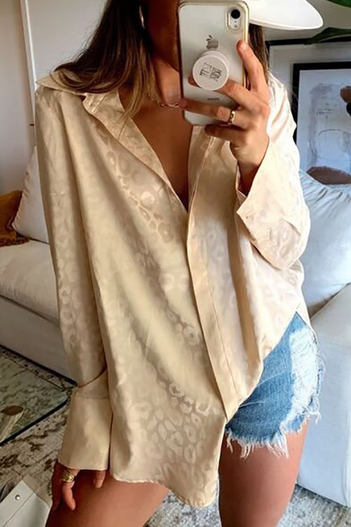 Button Leopard Long Sleeve Shirt