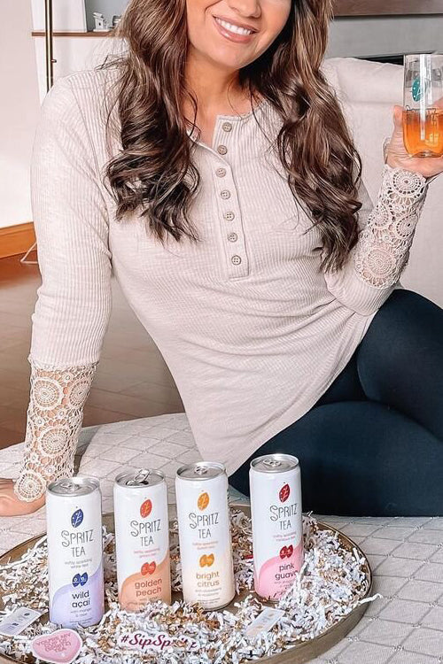 Button Lace Patchwork Long Sleeve T Shirt