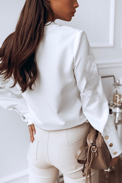 Shirt Collar Long Sleeve Blouse