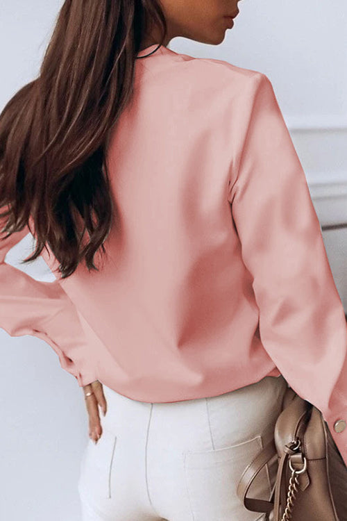 Shirt Collar Long Sleeve Blouse