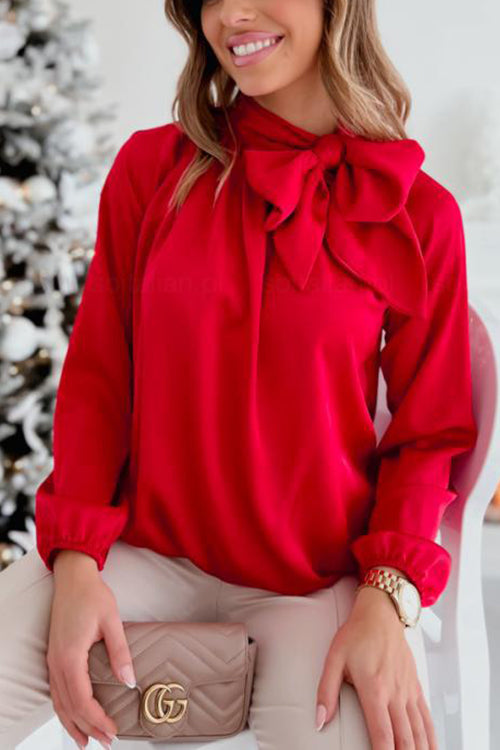 Tie Neck Long Sleeve Blouse