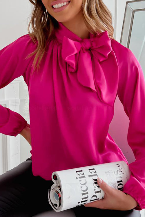 Tie Neck Long Sleeve Blouse