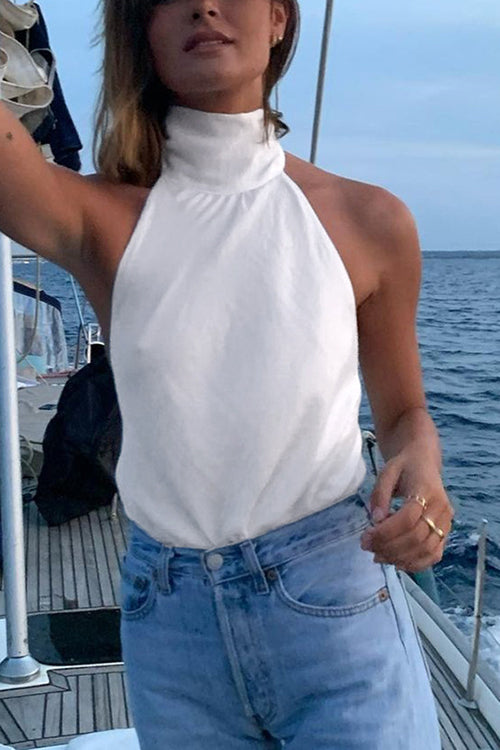 Halter Neck Tie Back Top