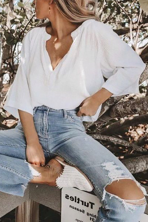 Oversized V Neck Blouse