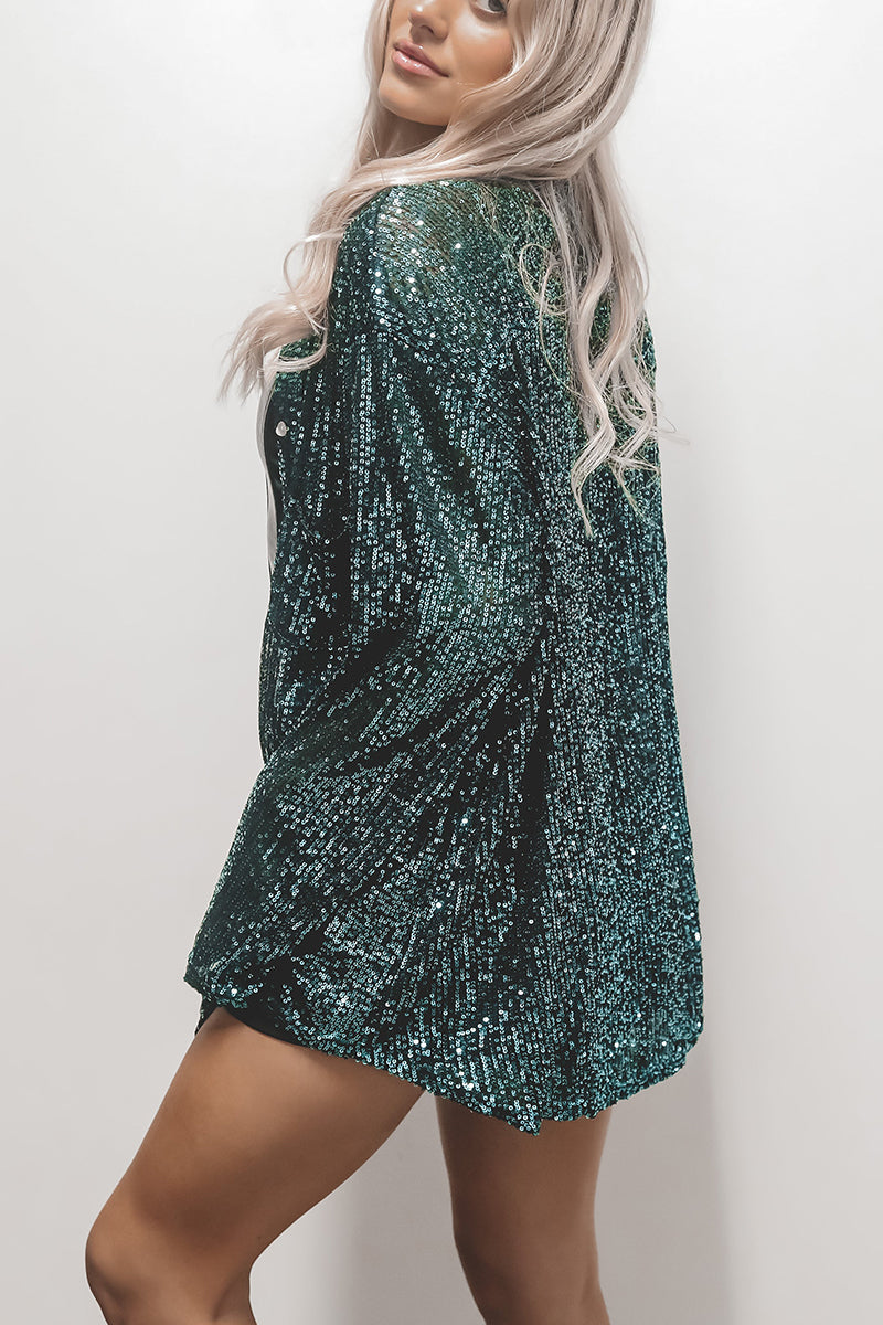 Sequin Oversized Button Shirt