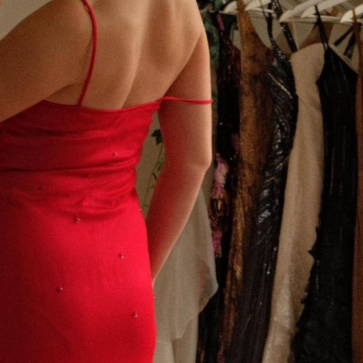 Luxury Red Spaghetti Straps Beaded Evening Dress Formal Prom Dress cc2011