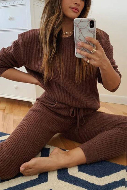 Boat Neck Long Sleeve Pants Sets