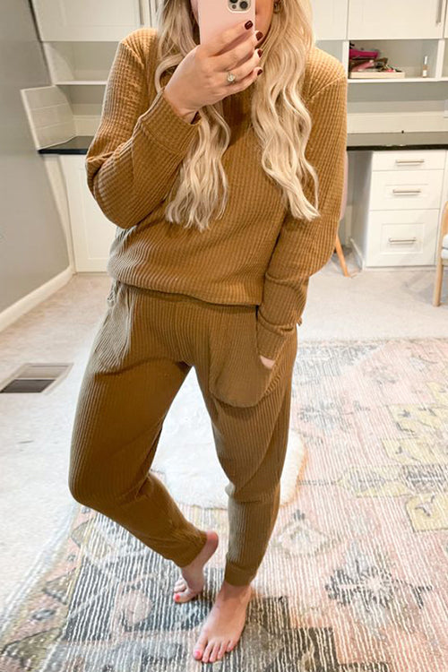 Boat Neck Long Sleeve Pants Sets