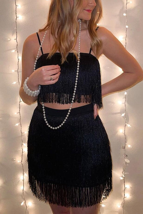 Layer Tassels Skirts Set