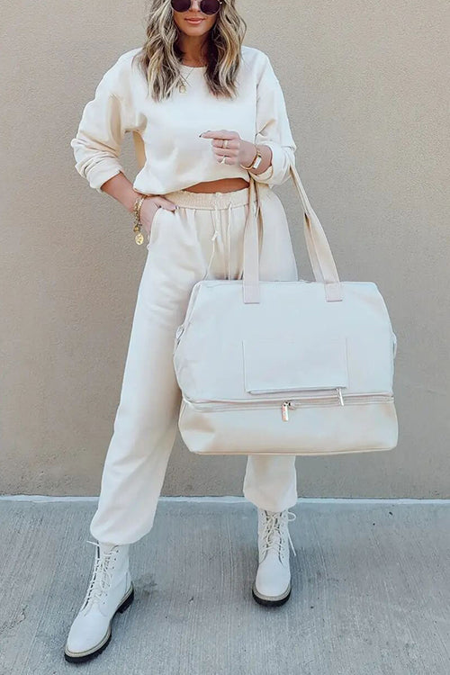 Solid Loose Hoodie Jogger Sets