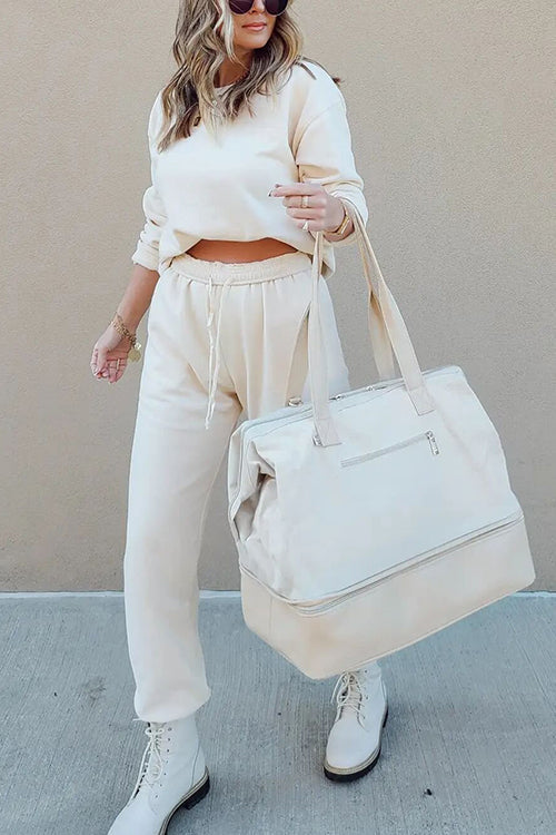 Solid Loose Hoodie Jogger Sets