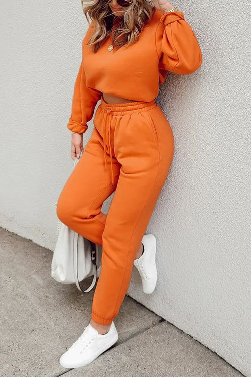 Solid Loose Hoodie Jogger Sets