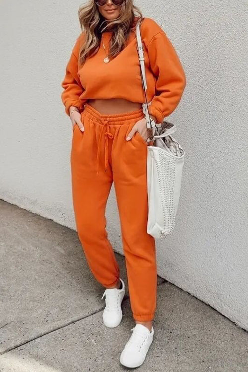 Solid Loose Hoodie Jogger Sets