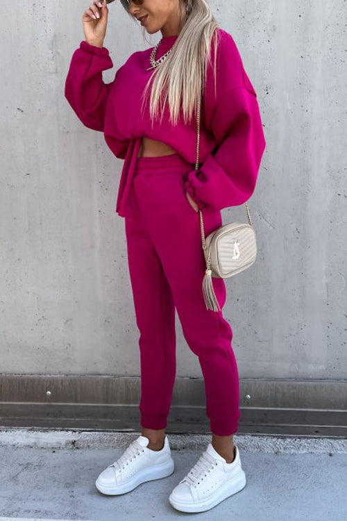 Solid Loose Hoodie Jogger Sets