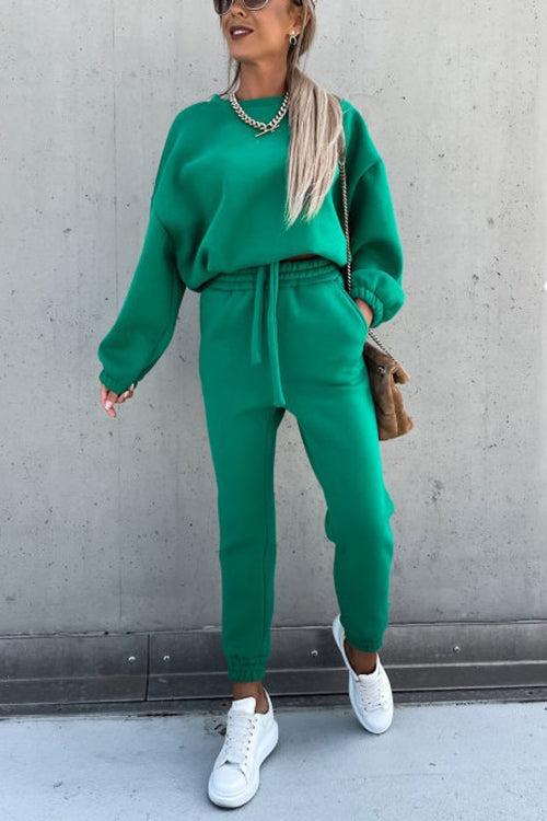 Solid Loose Hoodie Jogger Sets