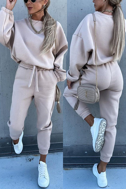 Solid Loose Hoodie Jogger Sets