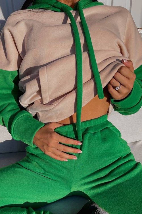 Color Block Hoodie & Sweatpants Set