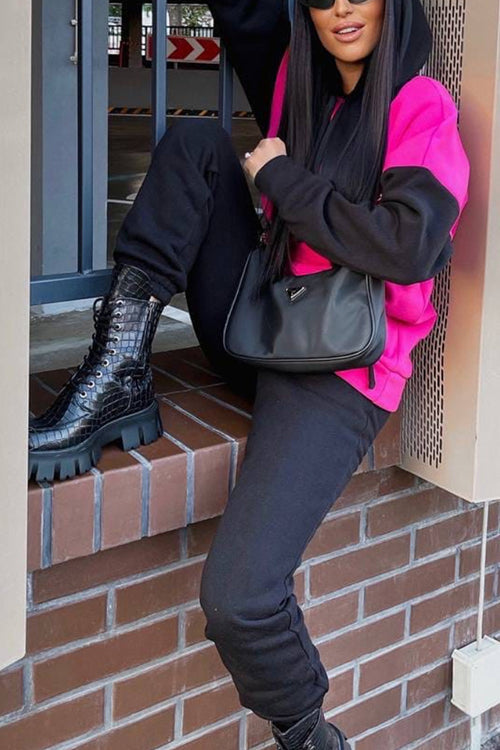 Color Block Hoodie & Sweatpants Set