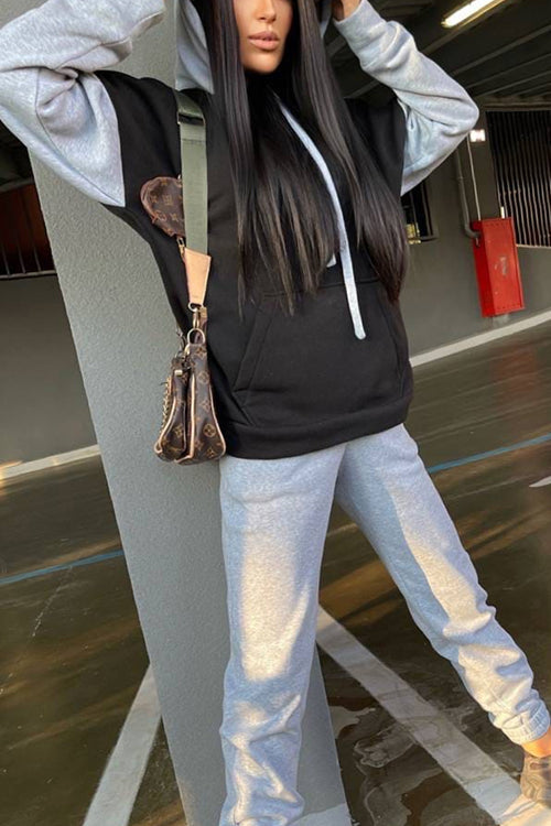 Color Block Hoodie & Sweatpants Set
