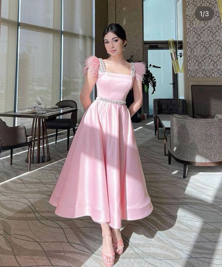 Pink A-line Satin Prom Dress,Pink Senior Prom Gown cc1009