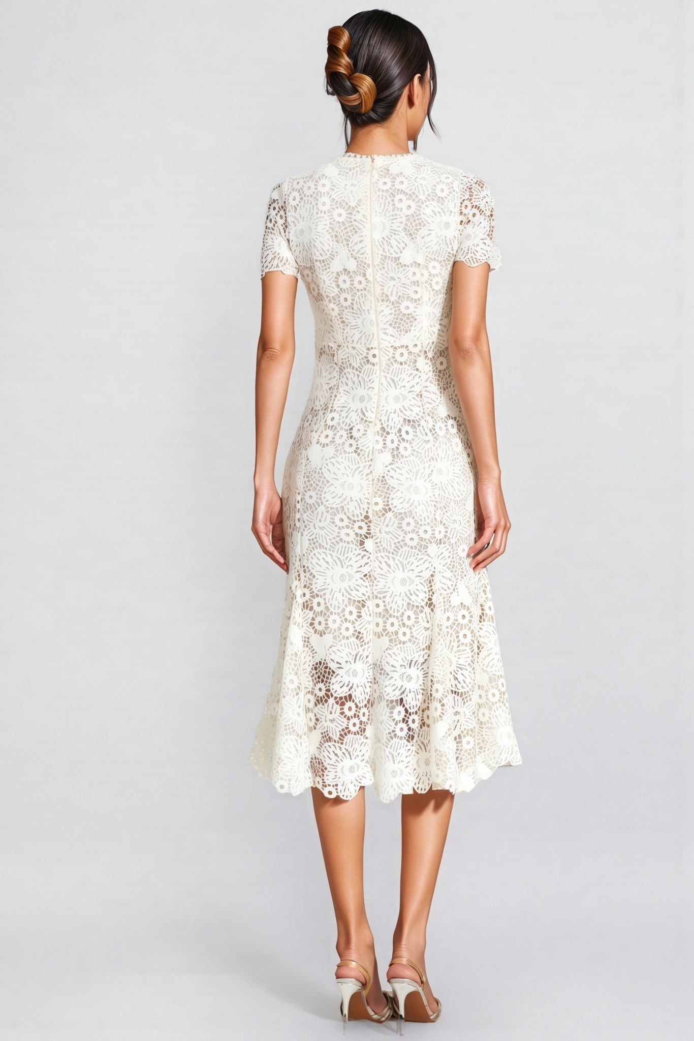 Nolaty beige Lace Mermaid Maxi Dress - View 7