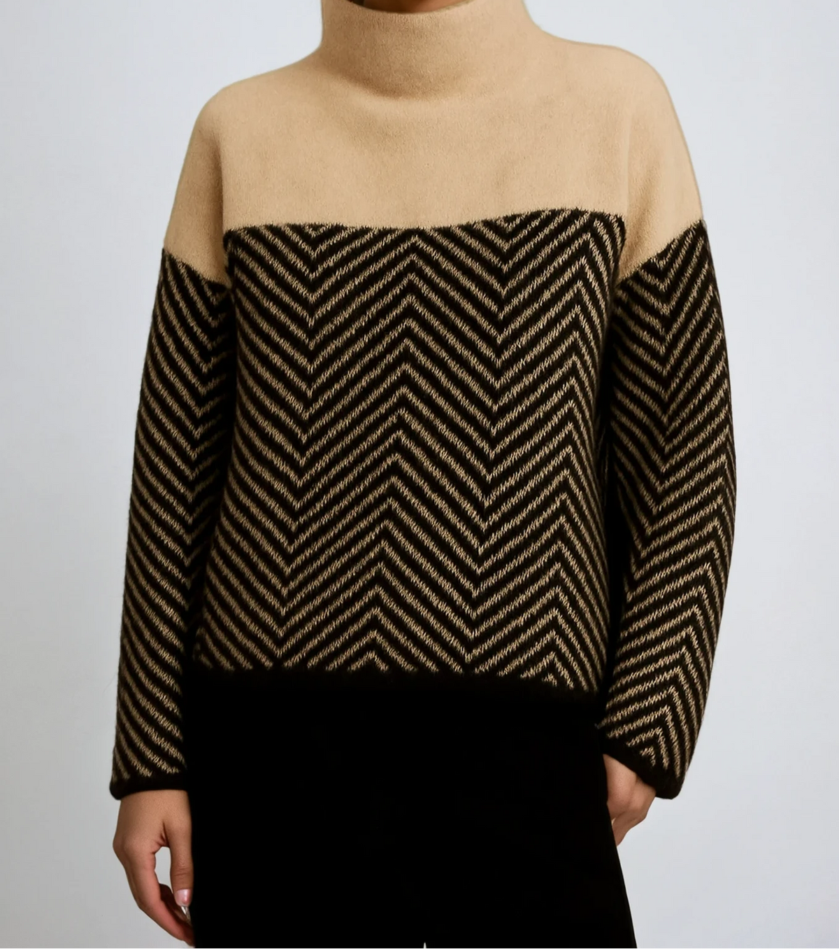 Halle | Chevron Funnel-Neck Sweater