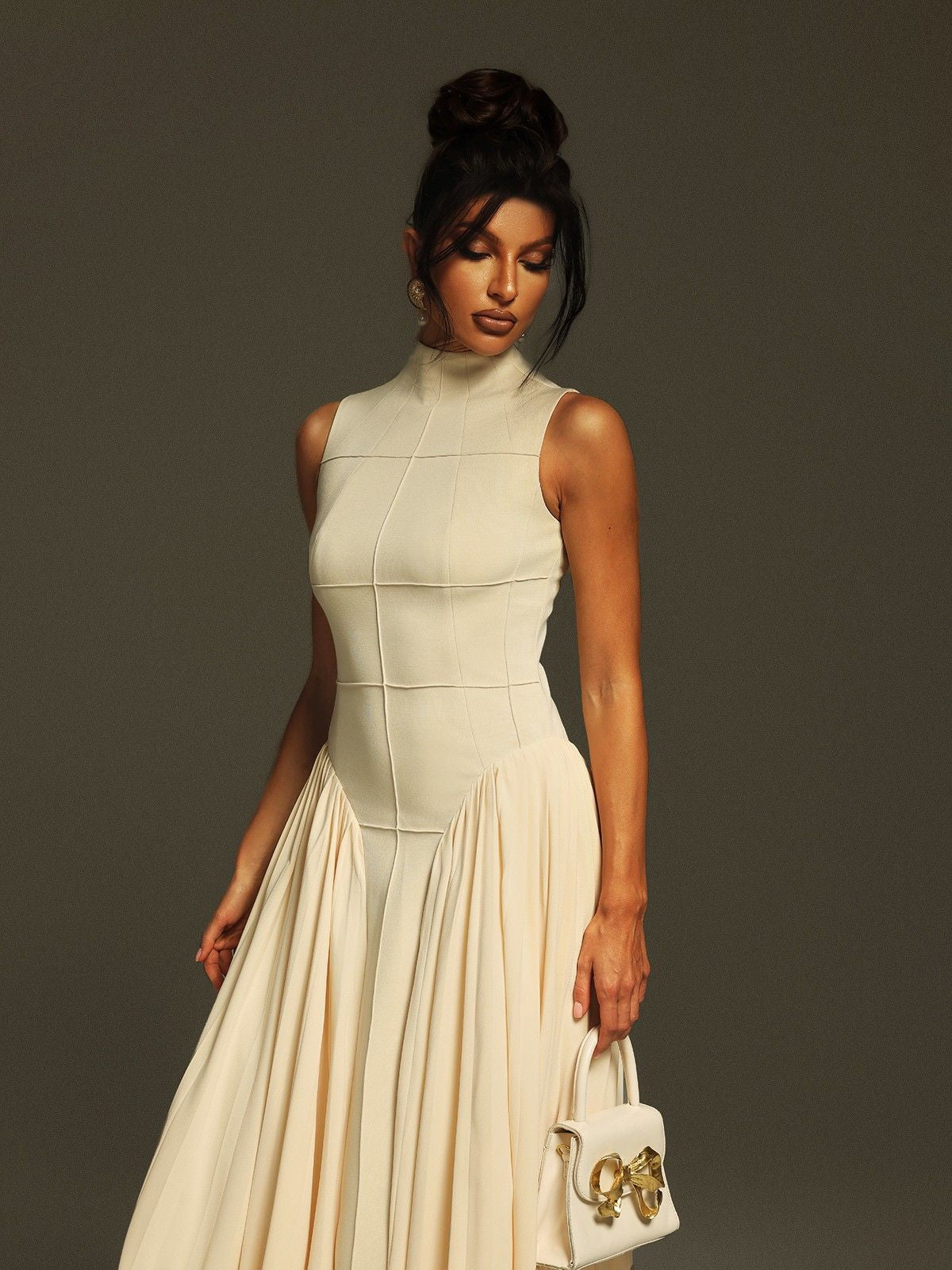 Sleeveless Ruched Midi Dress