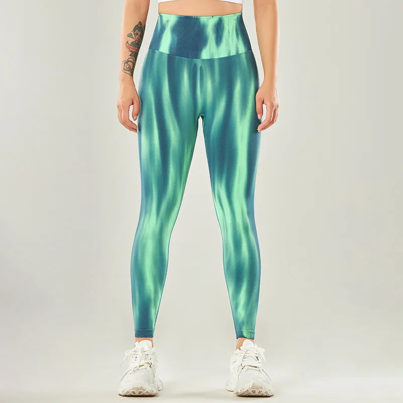 Tie Dye Stripe High Waist Scrunch Butt Yoga Leggings 3