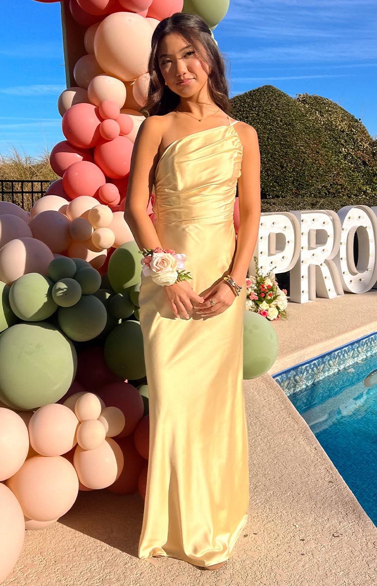 Satin Asymmetric One Shoulder Double Strap Ruched Formal Maxi Dress 9