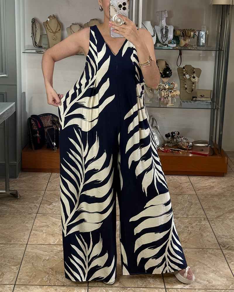 Stylish Tropical Print Jumpsuit for Women | Comfortable & Versatile