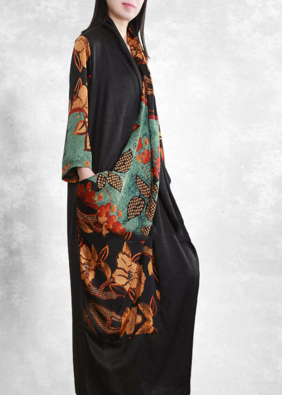 Surplice V-Neck Button Cuff Asymmetric Panel Pocket Midi Dress